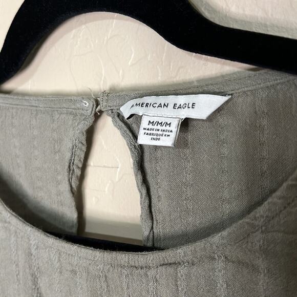 American eagle Longsleeve tiered olive green blouse Size Medium - Picture 2 of 7